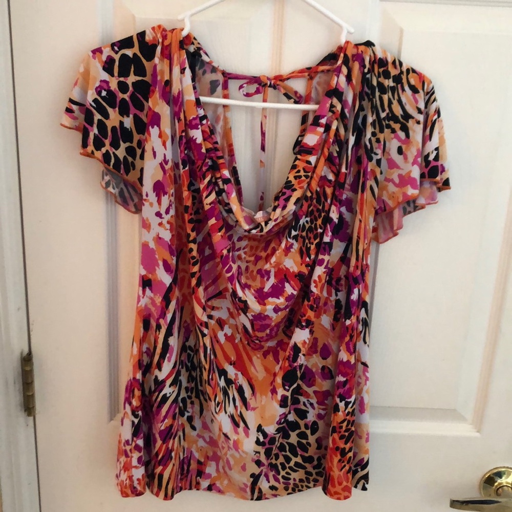 AB Studio Cowl Neck Top Blouse Sz XL